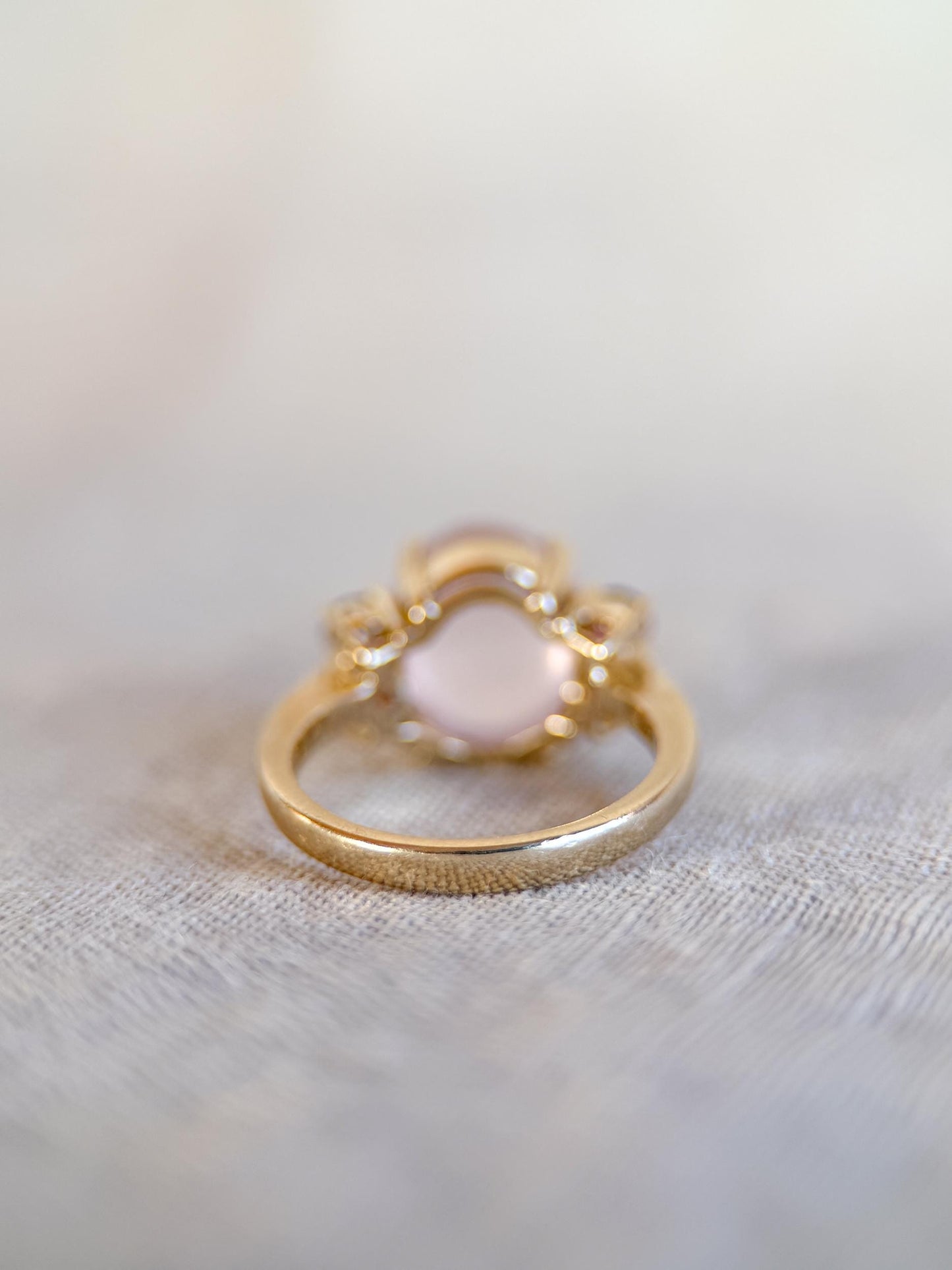 Vintage 1990s Rose Quartz & Pink Tourmaline Ring in 14k Gold