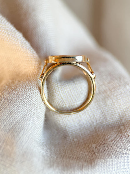 Vintage Lapis Lazuli Ring, 14K Gold, Blue Rectangle Cabochon Statement Ring, 1970s Bold Jewelry