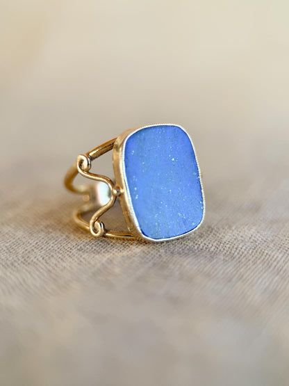 Vintage 1970s Lapis Lazuli Gemstone Ring in 14k Gold