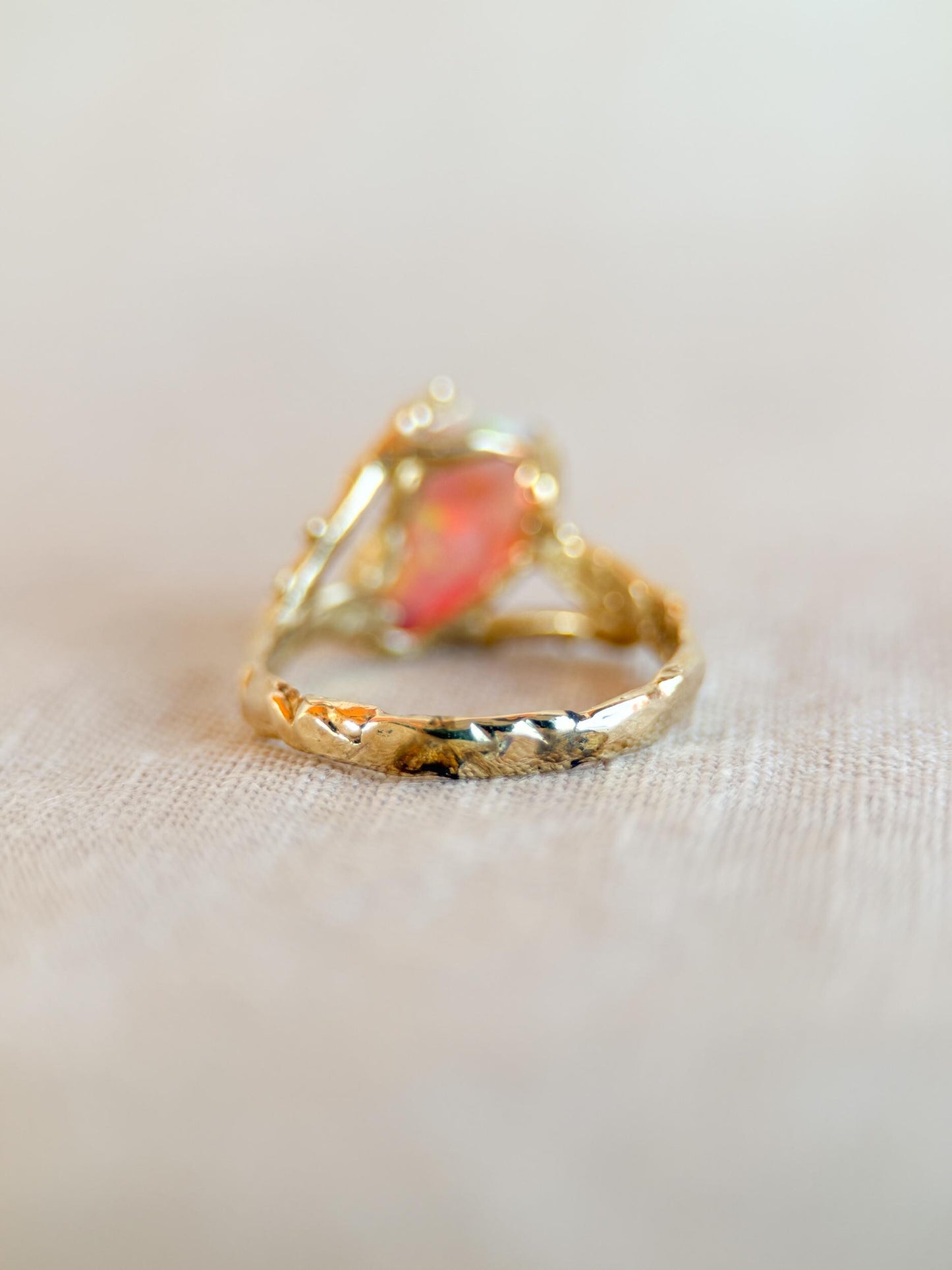 Vintage 1990s Ethiopian Fire Opal Ring, 14k Gold