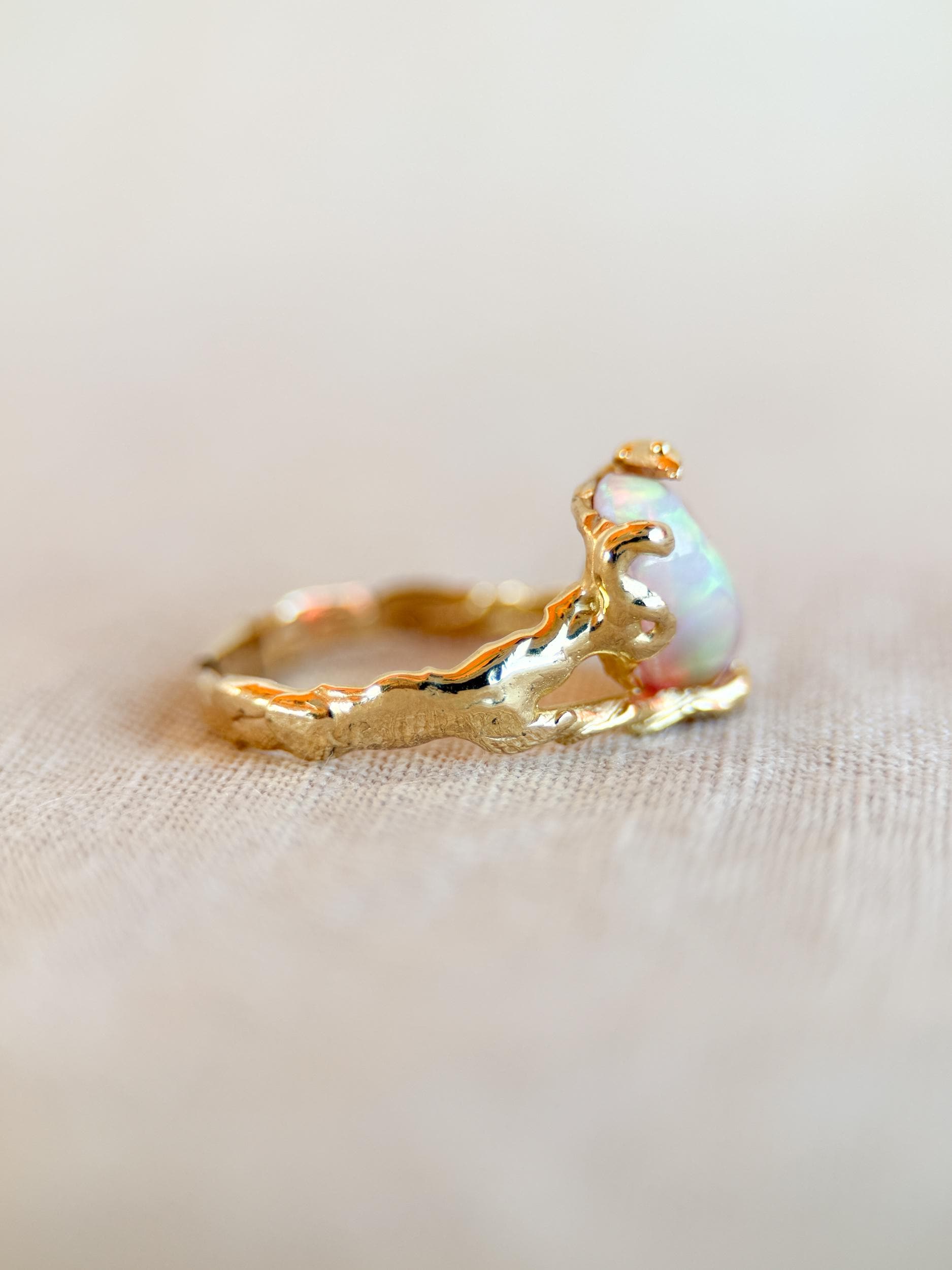 Vintage 1990s Ethiopian Fire Opal Ring, 14k Gold