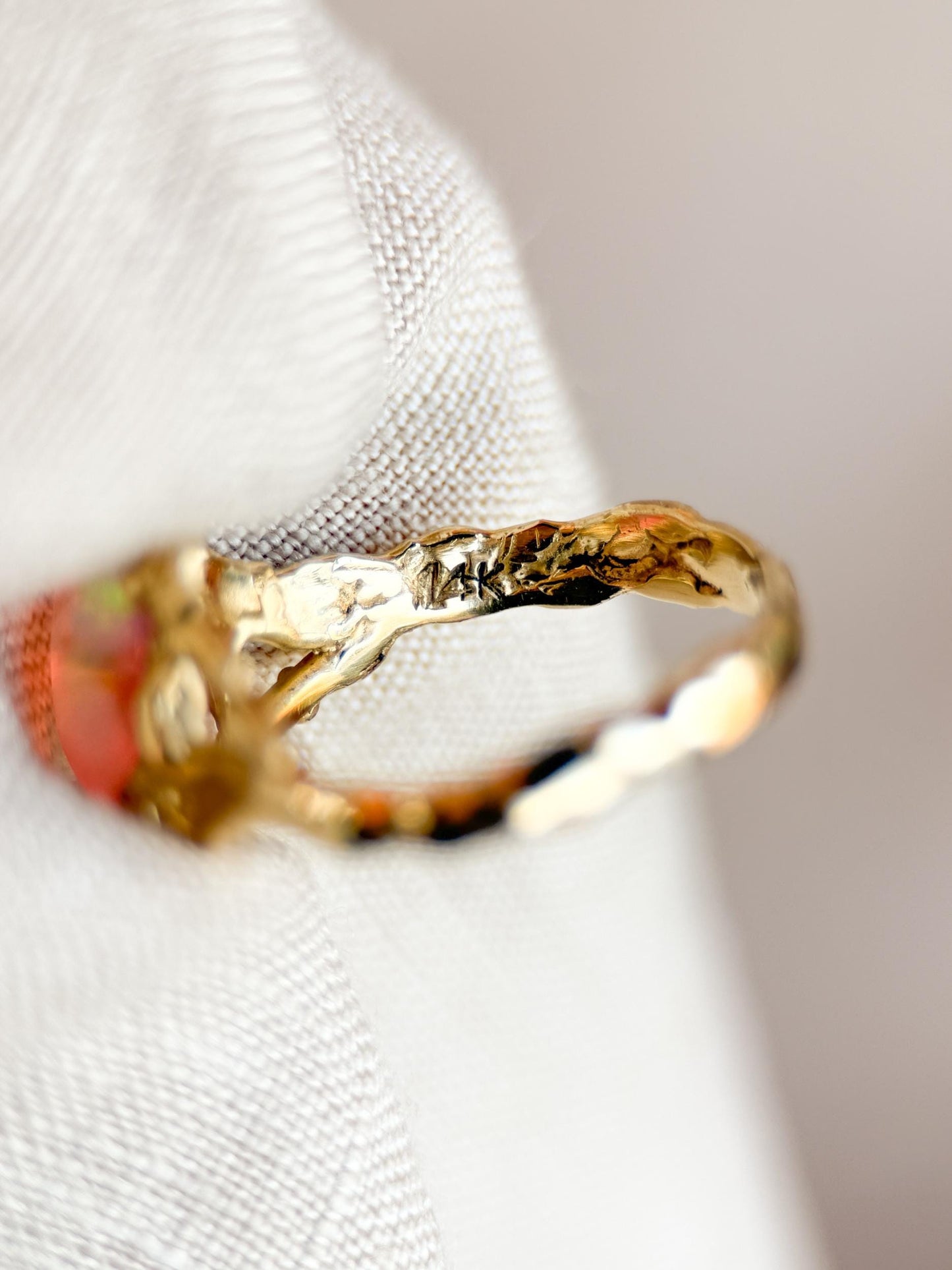 Vintage 1990s Ethiopian Fire Opal Ring, 14k Gold