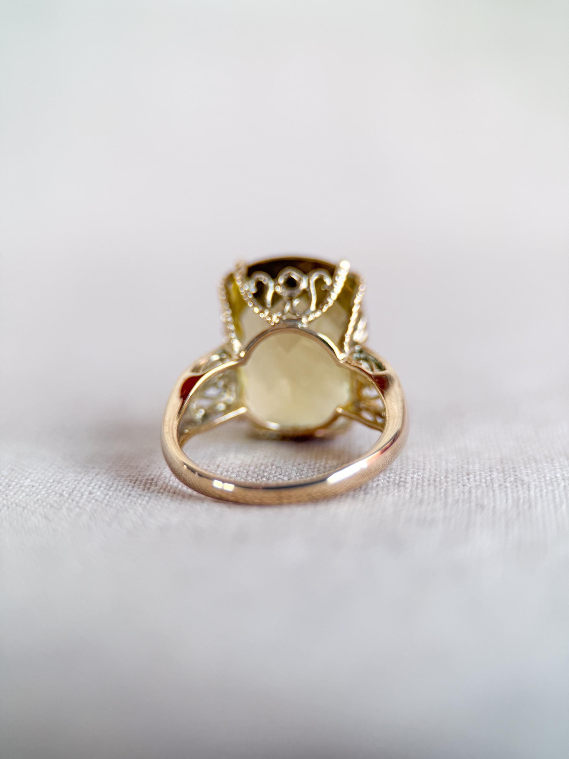 Vintage 1990s Lemon Quartz Gemstone Ring in 10k Gold