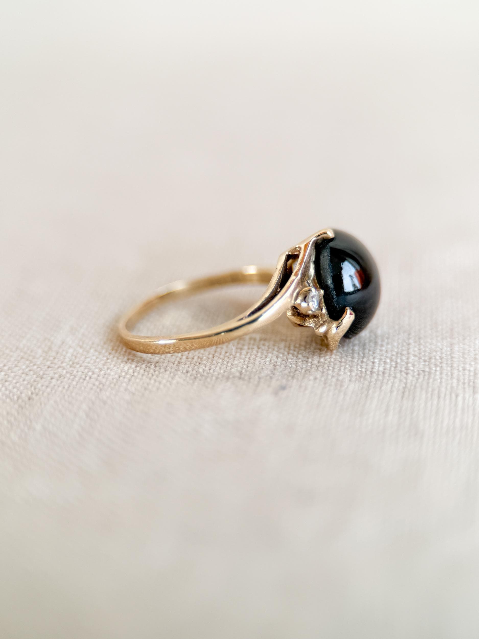 Vintage 1990s Star Diopside Gemstone Ring in 14k Gold