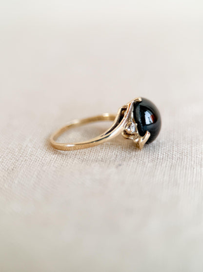 Vintage 1990s Star Diopside Gemstone Ring in 14k Gold