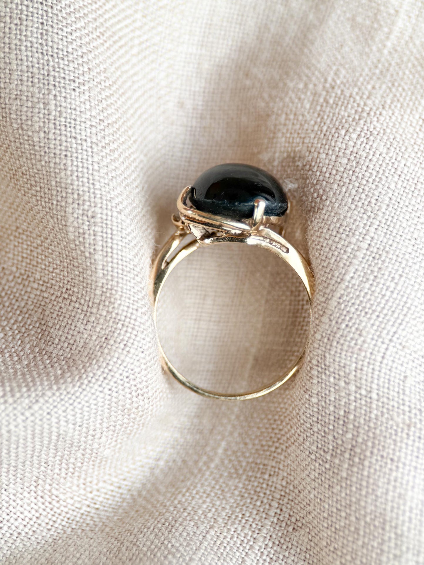 Vintage 1990s Star Diopside Gemstone Ring in 14k Gold