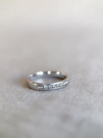 Vintage 1990s Diamond Channel Set Wedding Band, 14k White Gold