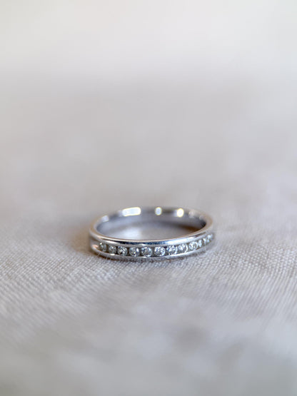 Vintage 1990s Diamond Channel Set Wedding Band, 14k White Gold