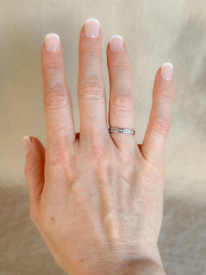 Vintage 1990s Diamond Channel Set Wedding Band, 14k White Gold