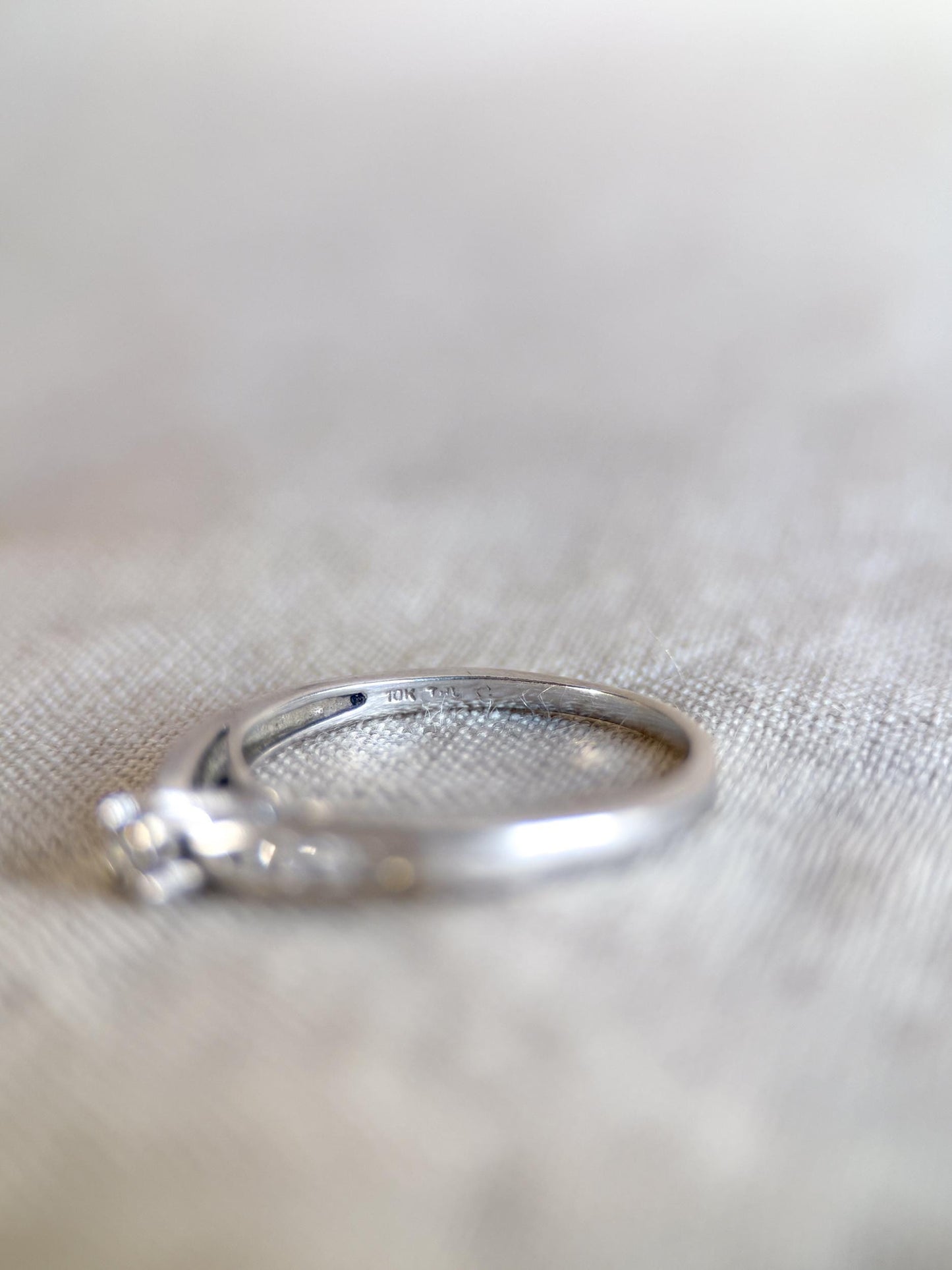 Vintage Diamond Engagement Ring, Round Cut, 10k White Gold, 1990s Channel Set Bridal Ring