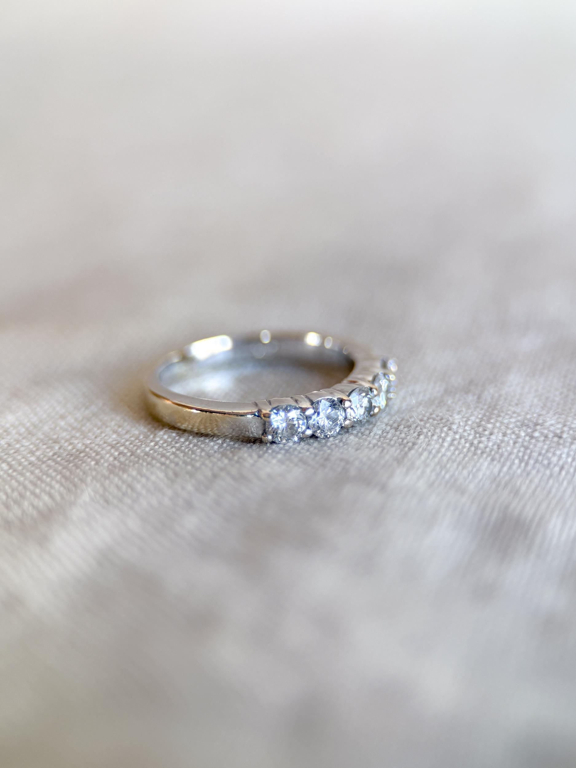 Vintage 1990s Diamond Wedding Band in 18k White Gold