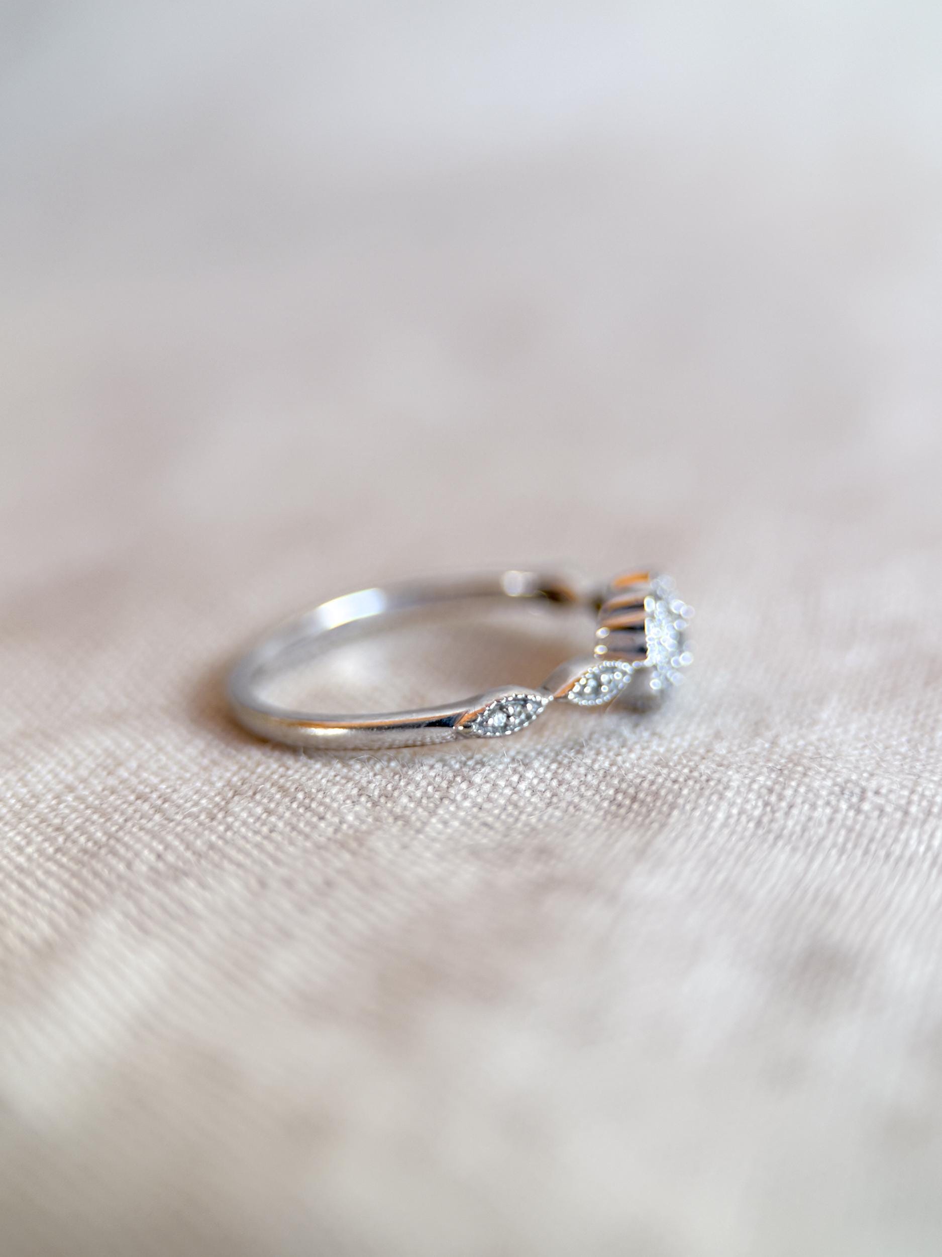 Vintage 2000s Diamond Halo Engagement Ring, 10k White Gold