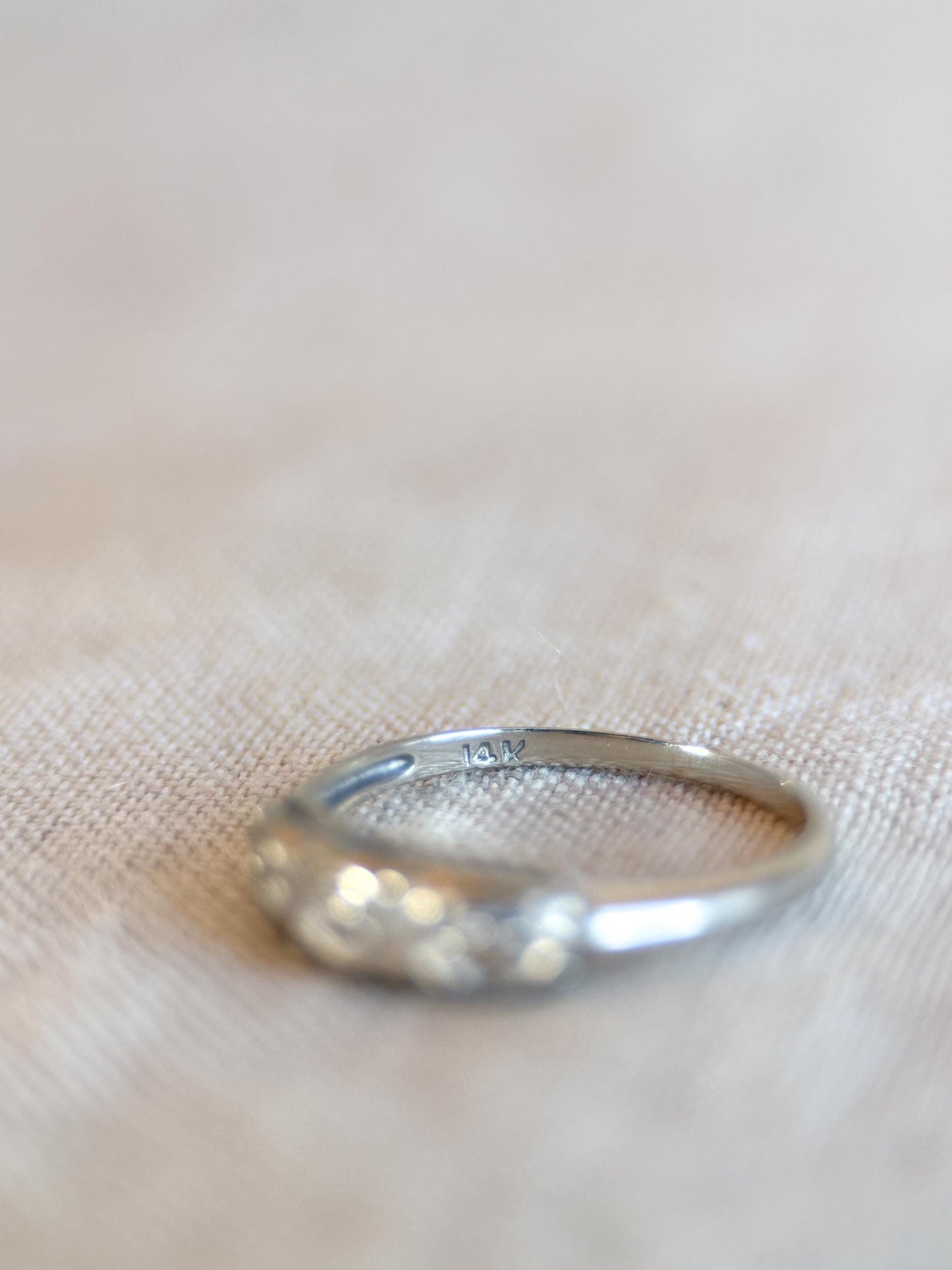 Vintage 1930s Art Deco Wedding Band, 14k White Gold
