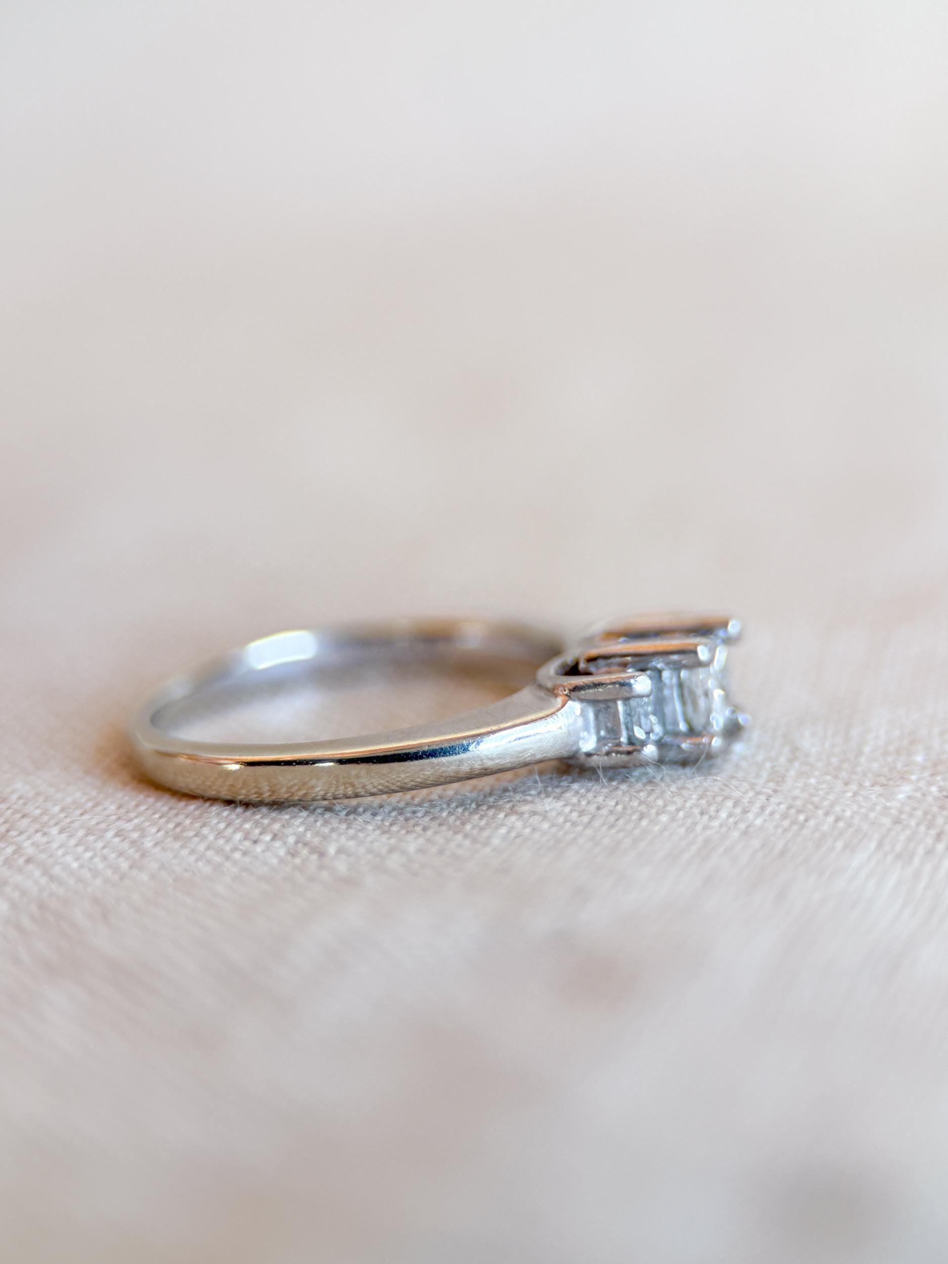 Vintage 1990s Princess Cut Diamond Three Stone Engagement Ring