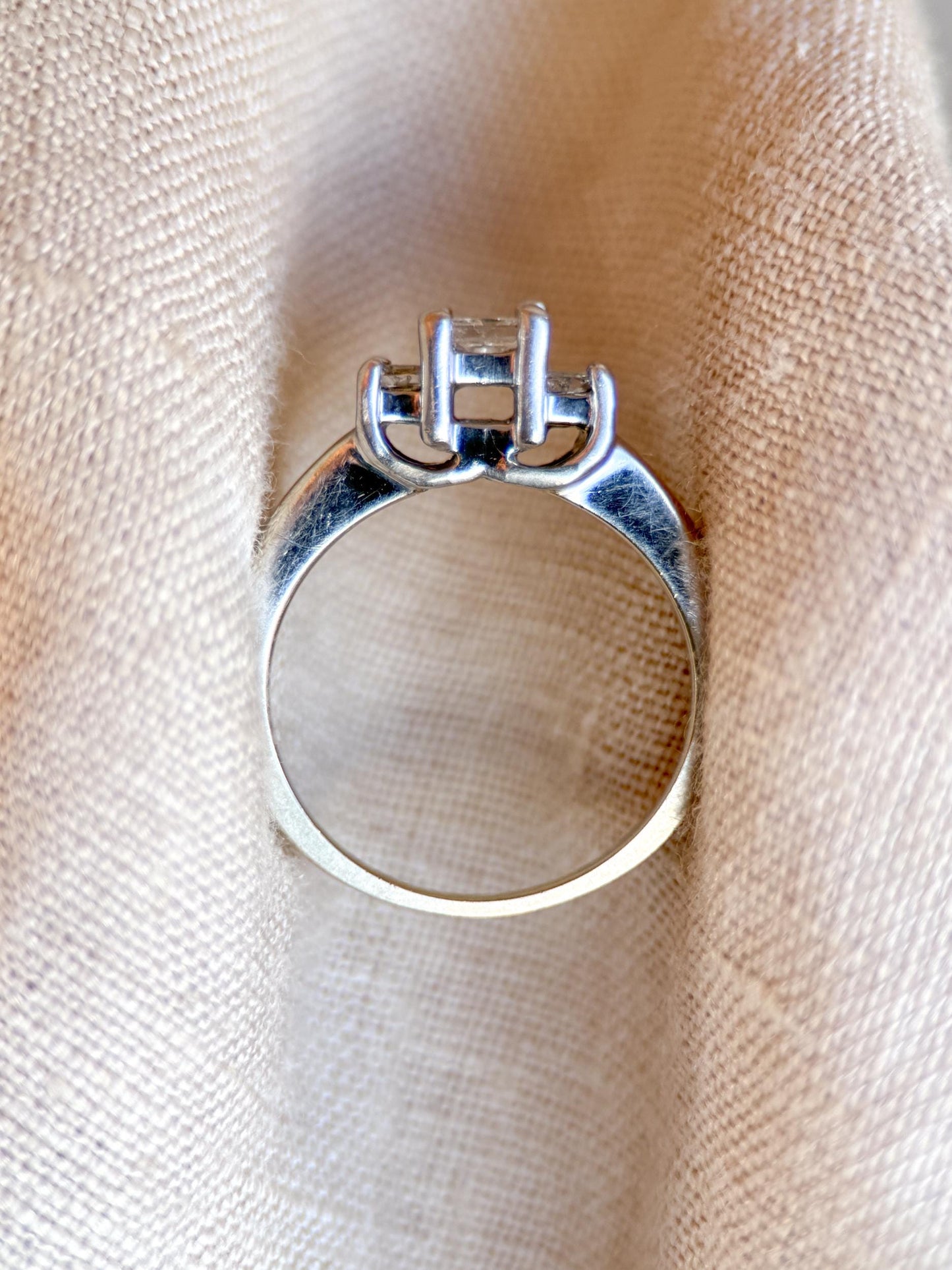 Vintage 1990s Princess Cut Diamond Three Stone Engagement Ring