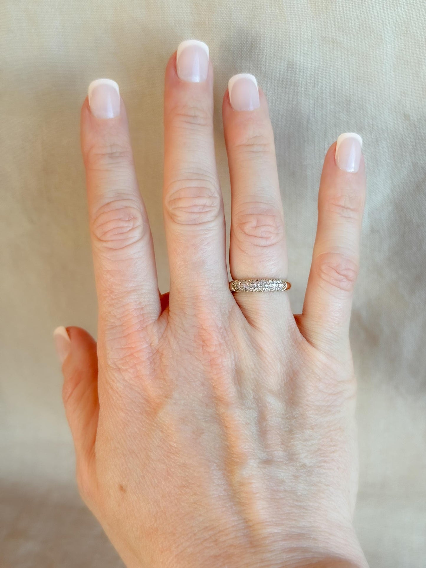 Vintage 1990s Diamond Pave Wedding Band, 14k Gold
