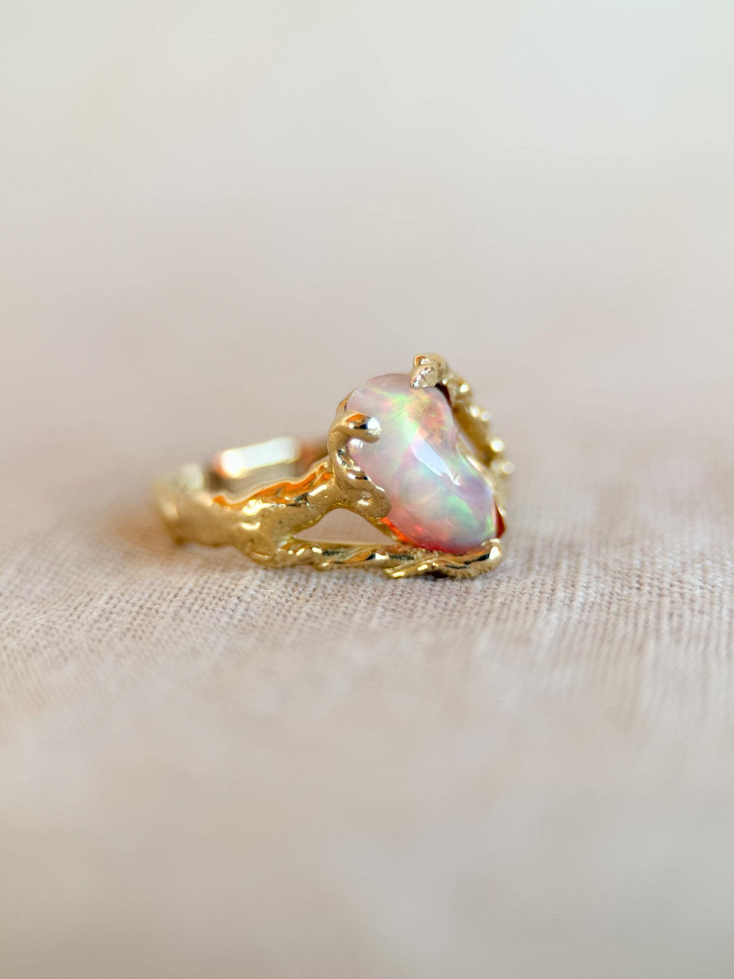Vintage 1990s Ethiopian Fire Opal Ring, 14k Gold