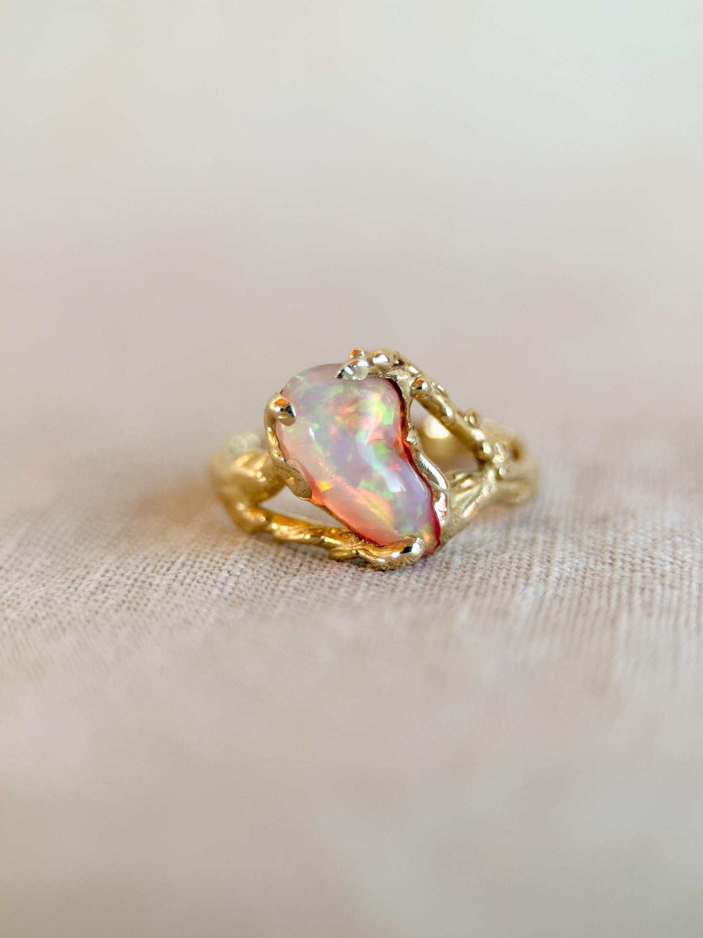 Vintage 1990s Ethiopian Fire Opal Ring, 14k Gold