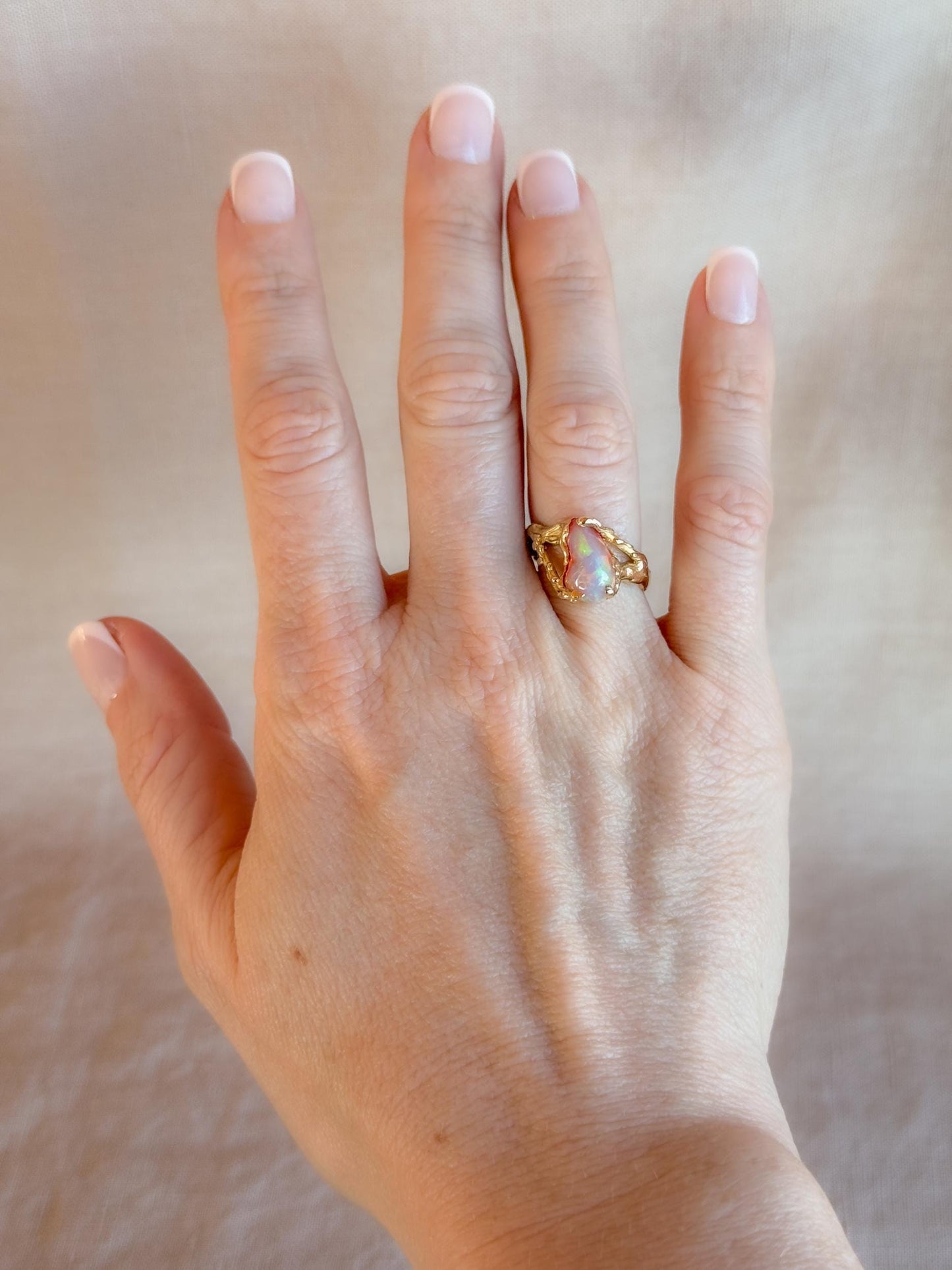 Vintage 1990s Ethiopian Fire Opal Ring, 14k Gold