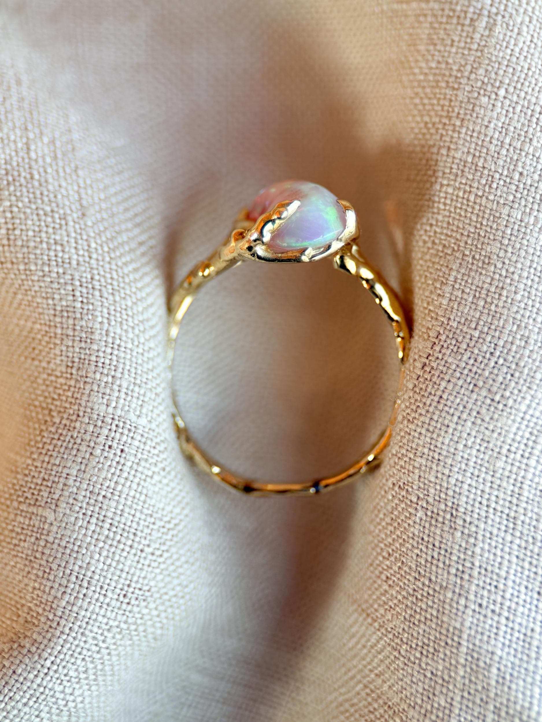 Vintage 1990s Ethiopian Fire Opal Ring, 14k Gold