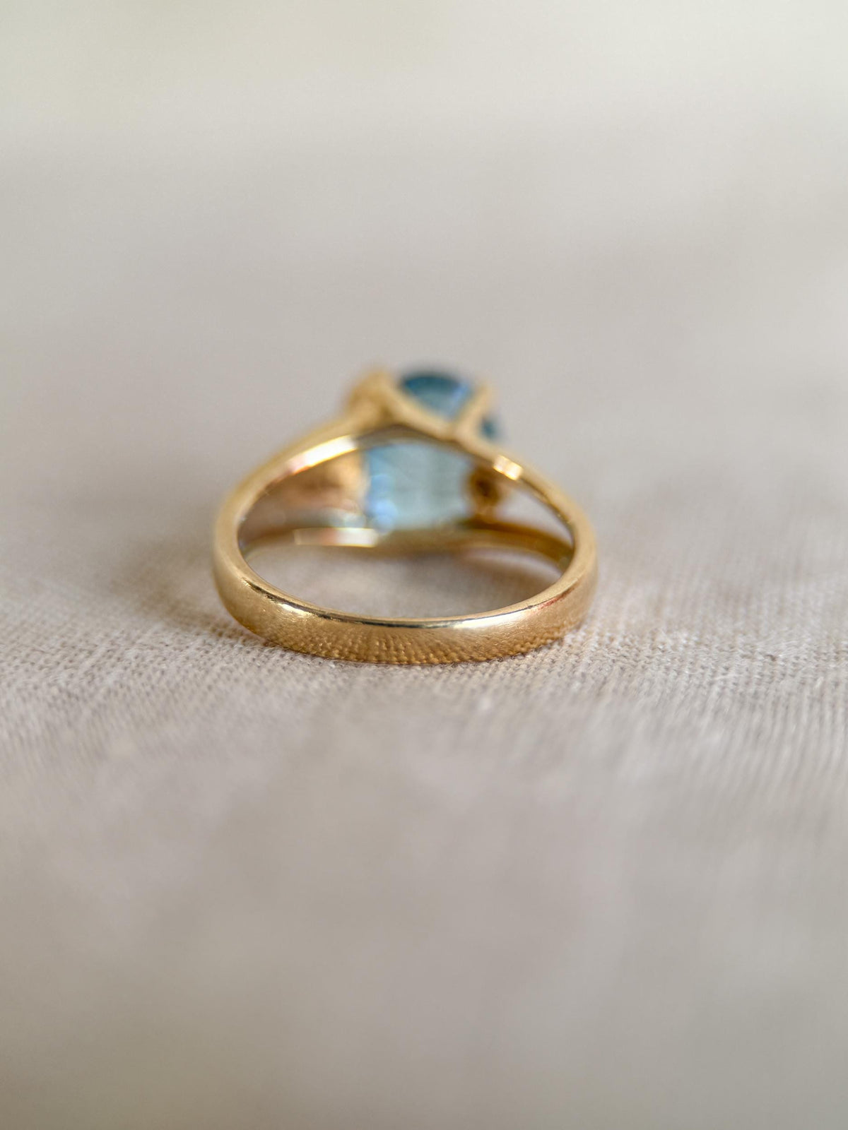 Vintage 1990s Blue Topaz & Diamond Ring, 14k Gold
