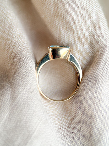 Vintage 1990s Blue Topaz Channel Gemstone Ring, 14k Gold
