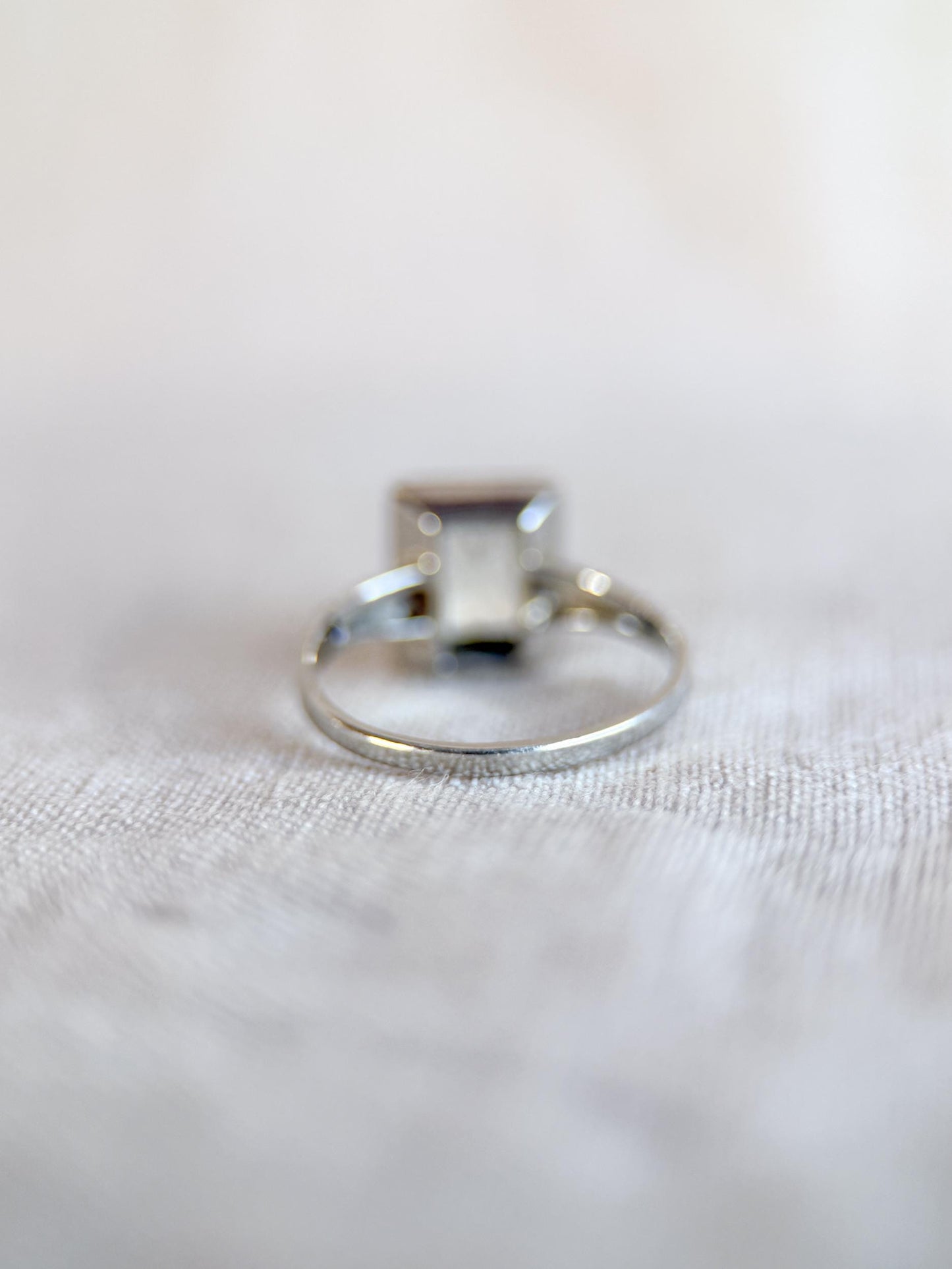 Vintage Spinel Engagement Ring, Radiant Cut, 14k White Gold, 1950s Mid-Century Alternative Bridal Ring