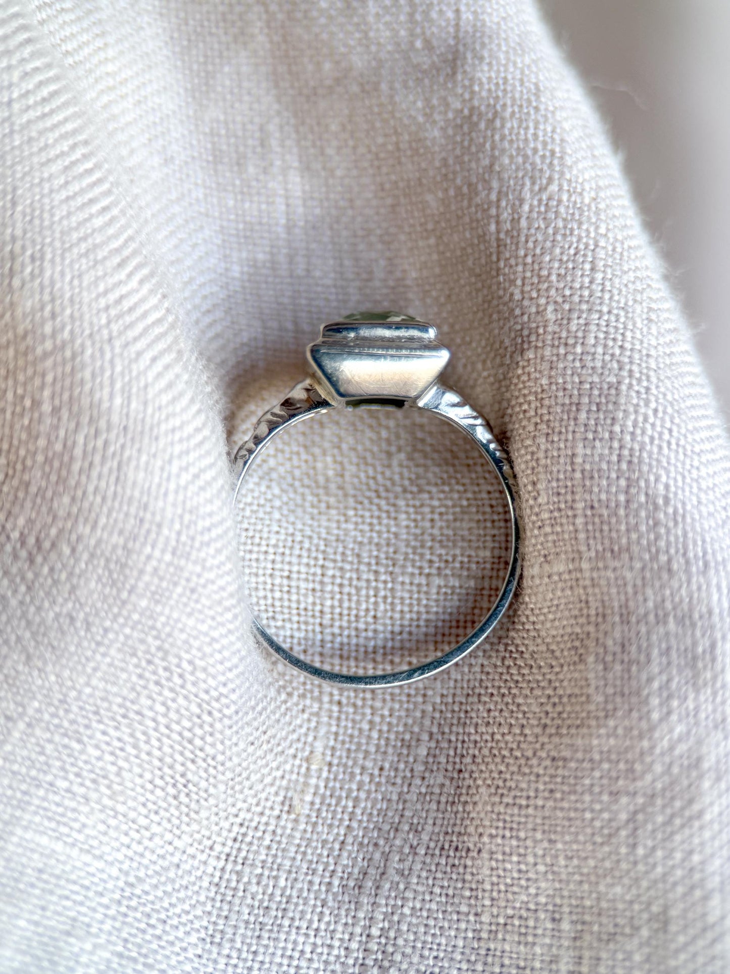 Vintage Spinel Engagement Ring, Radiant Cut, 14k White Gold, 1950s Mid-Century Alternative Bridal Ring