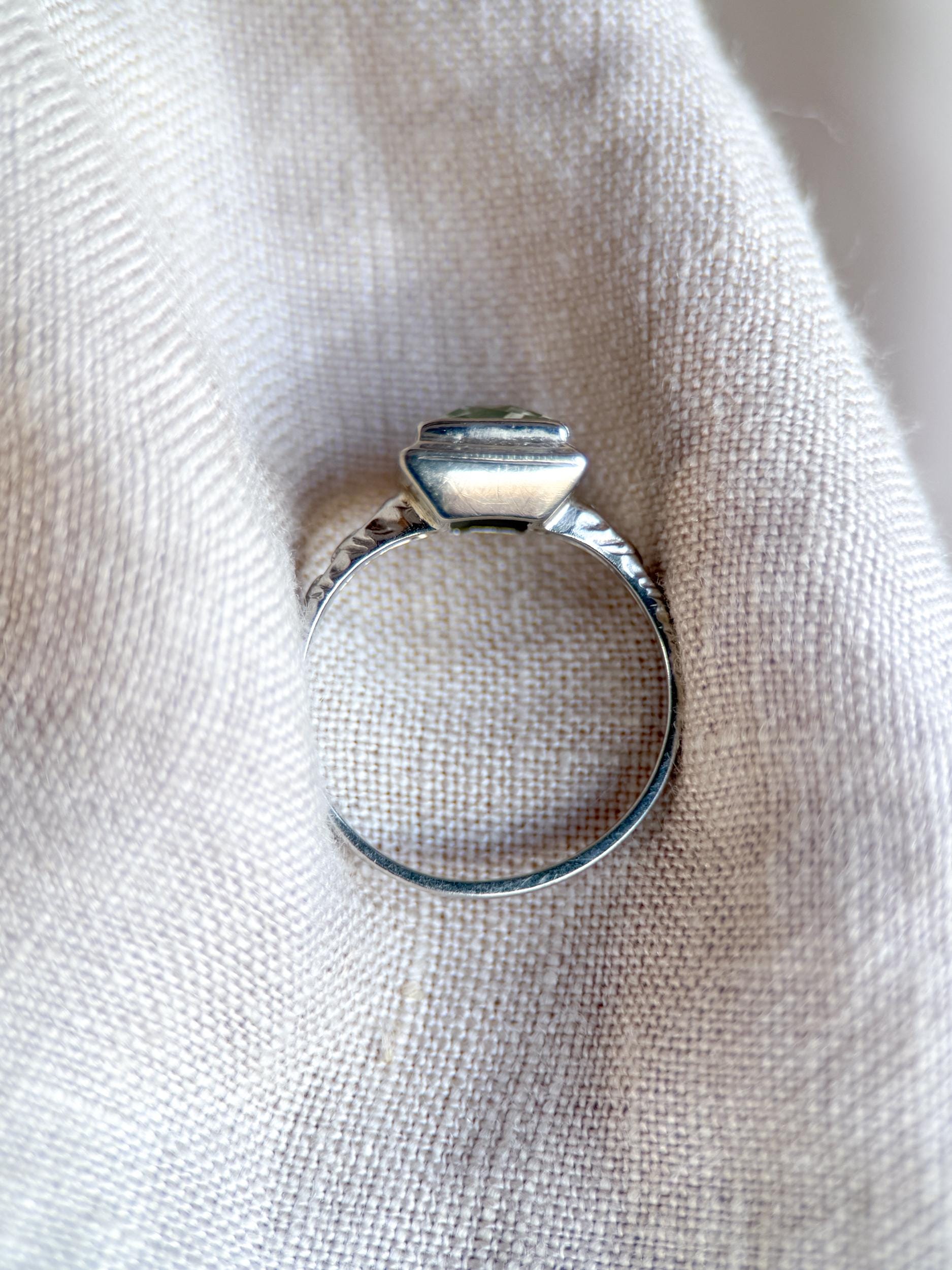 Vintage Spinel Engagement Ring, Radiant Cut, 14k White Gold, 1950s Mid-Century Alternative Bridal Ring