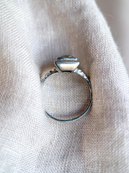 Vintage Spinel Engagement Ring, Radiant Cut, 14k White Gold, 1950s Mid-Century Alternative Bridal Ring