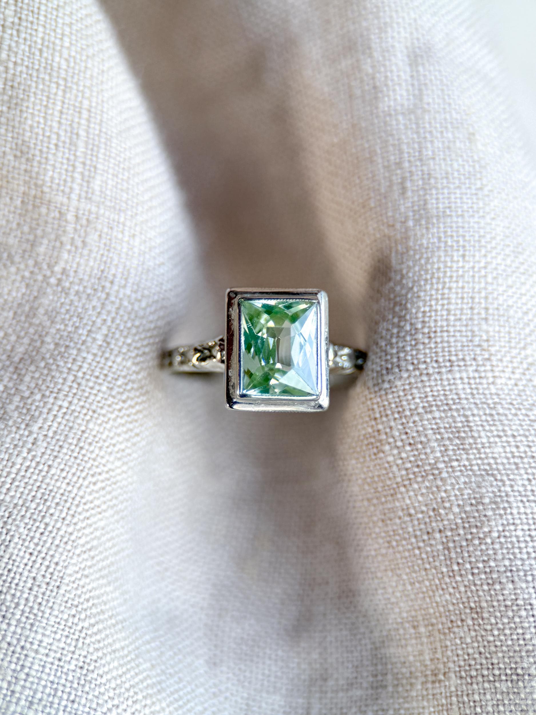 Vintage 1950s Blue Spinel Solitaire Gemstone Ring, 14k White Gold - Timeless Sustainability • Vintage Fine Jewelry