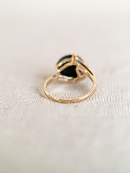 Vintage 1990s Star Diopside Gemstone Ring in 14k Gold