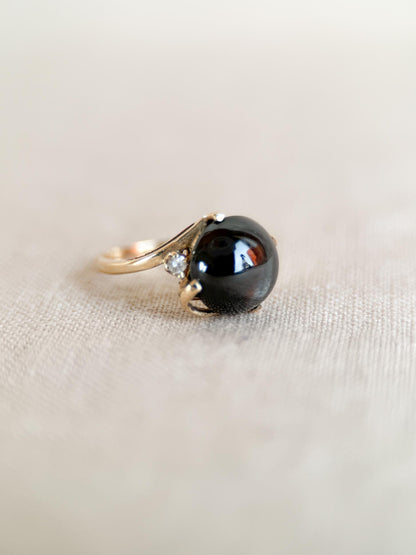 Vintage 1990s Star Diopside Gemstone Ring in 14k Gold