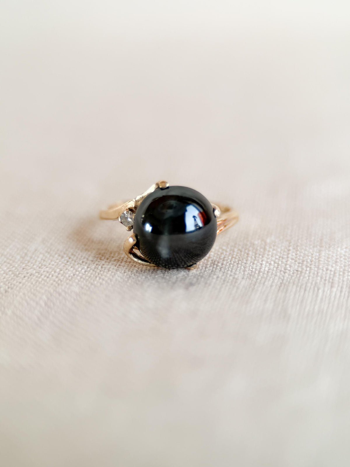 Vintage 1990s Star Diopside Gemstone Ring in 14k Gold