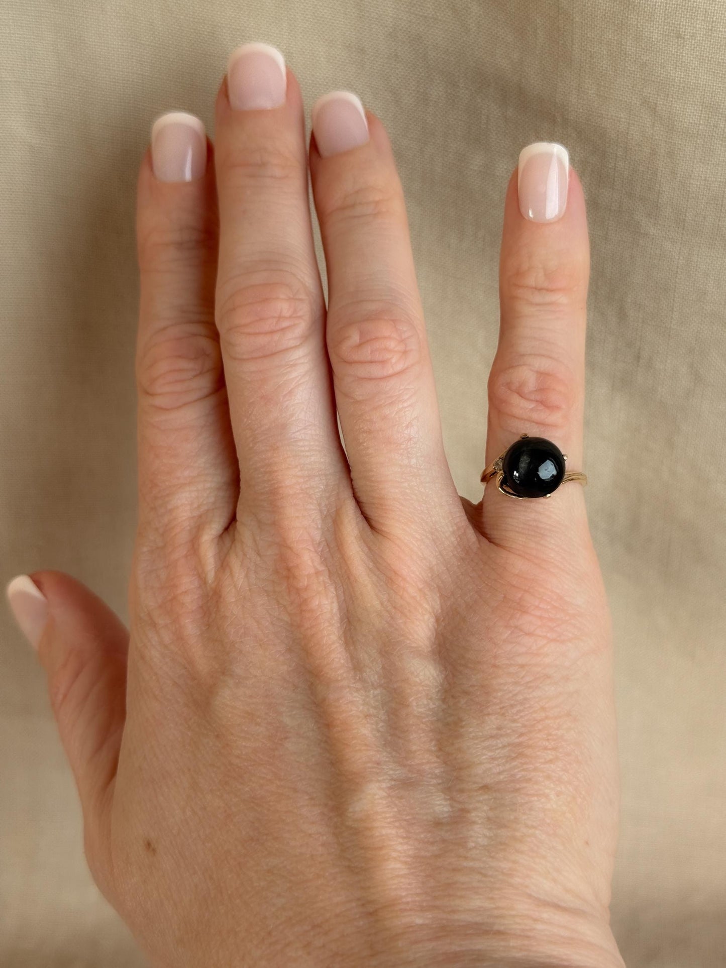 Vintage 1990s Star Diopside Gemstone Ring in 14k Gold