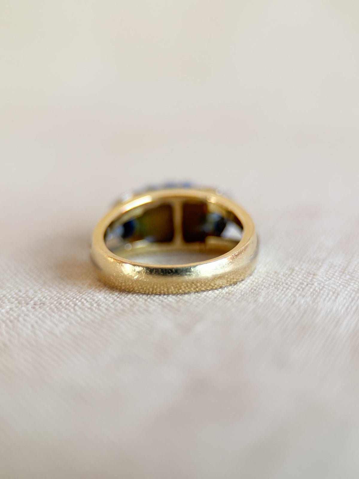 Vintage 1950s Lapis Lazuli & Diamond Ring in 18k Gold