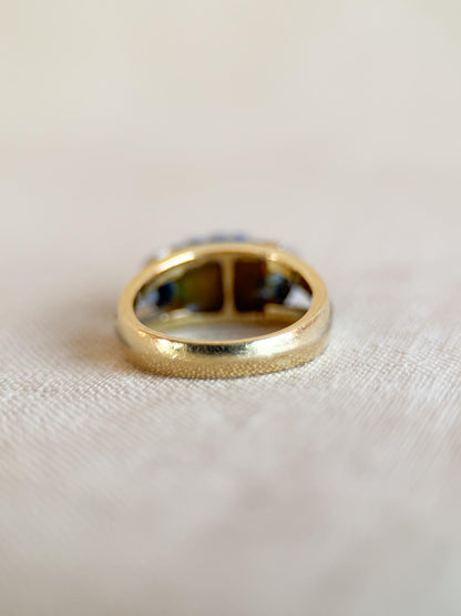 Vintage 1950s Lapis Lazuli & Diamond Ring in 18k Gold