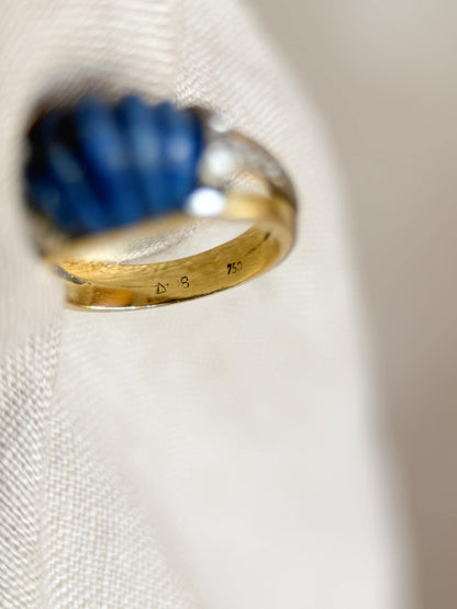 Vintage 1950s Lapis Lazuli & Diamond Ring in 18k Gold
