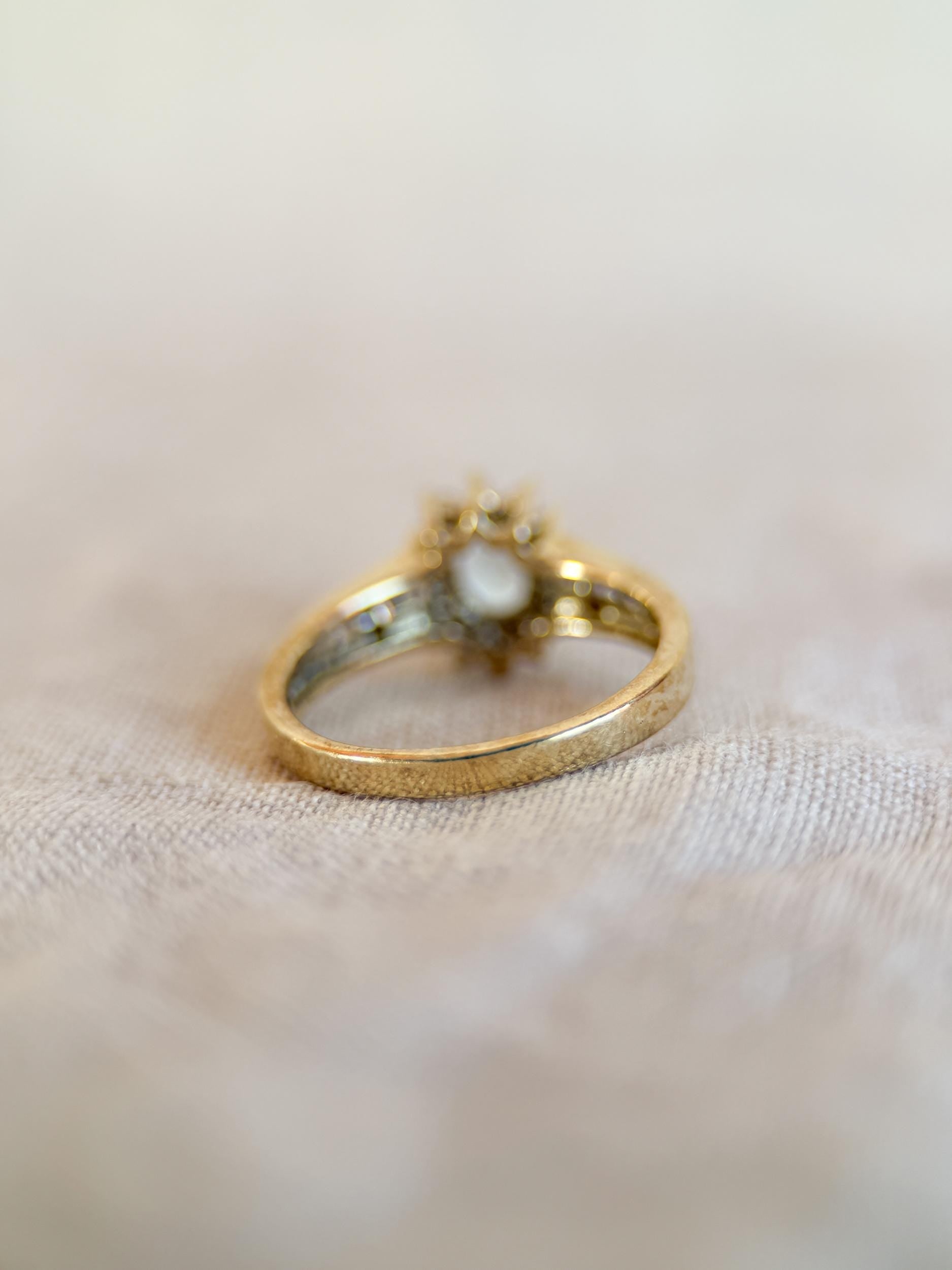 Vintage 1990s Blue Topaz & Diamond Ring, 10k Gold - Timeless Sustainability • Vintage Fine Jewelry