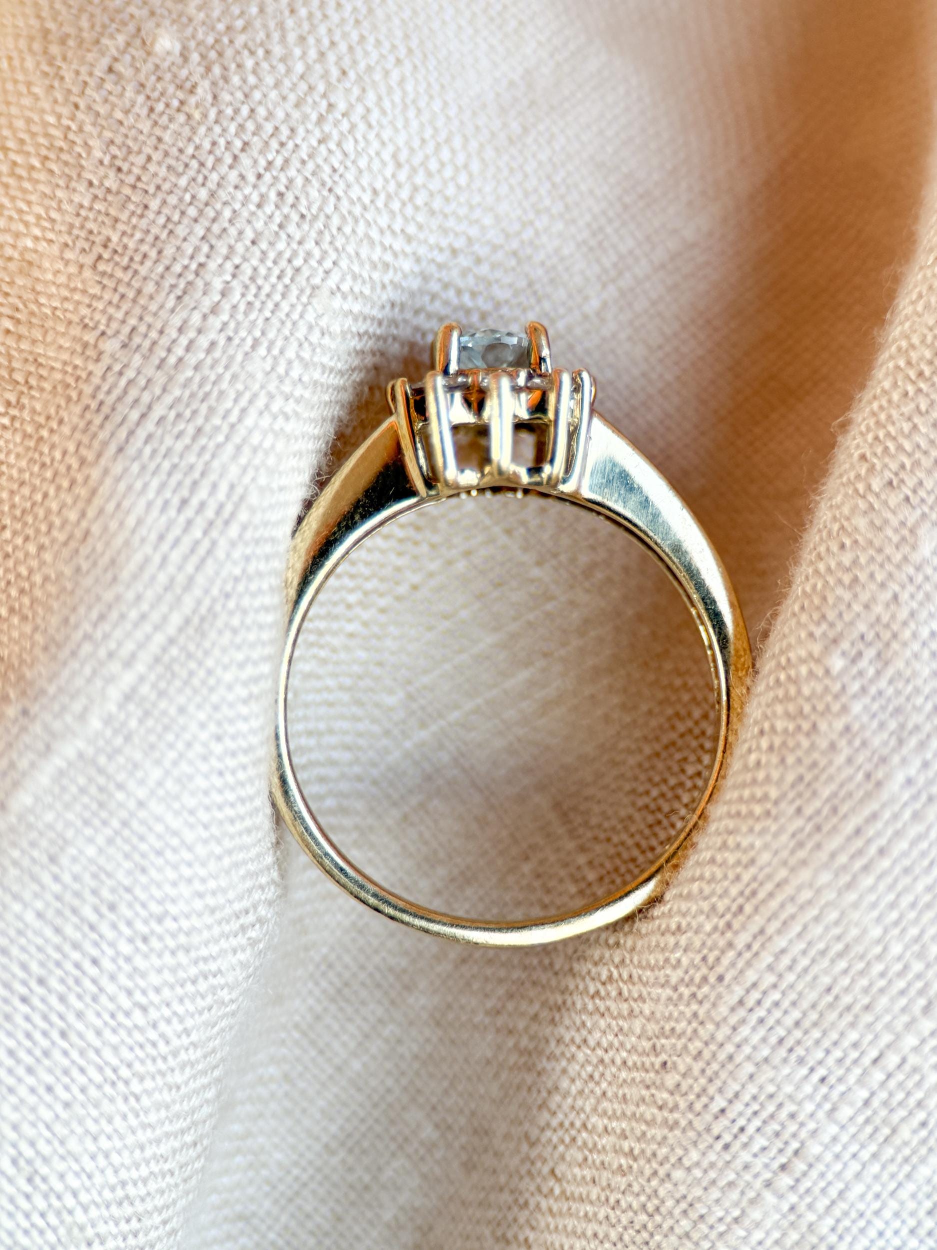 Vintage 1990s Blue Topaz & Diamond Ring, 10k Gold - Timeless Sustainability • Vintage Fine Jewelry