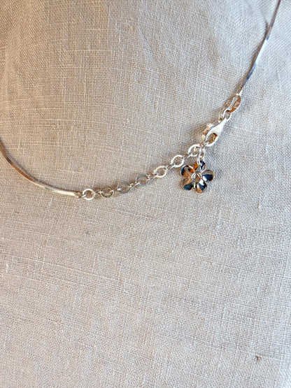 Vintage 1990s Floral Collar Bib Necklace in Sterling Silver