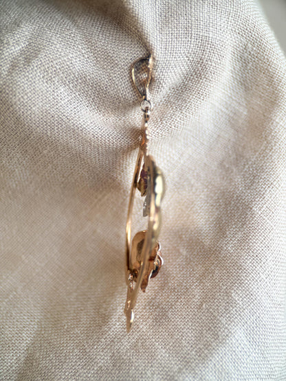 Antique 1920s Art Nouveau Diamond Rose Pendant in 10k Gold