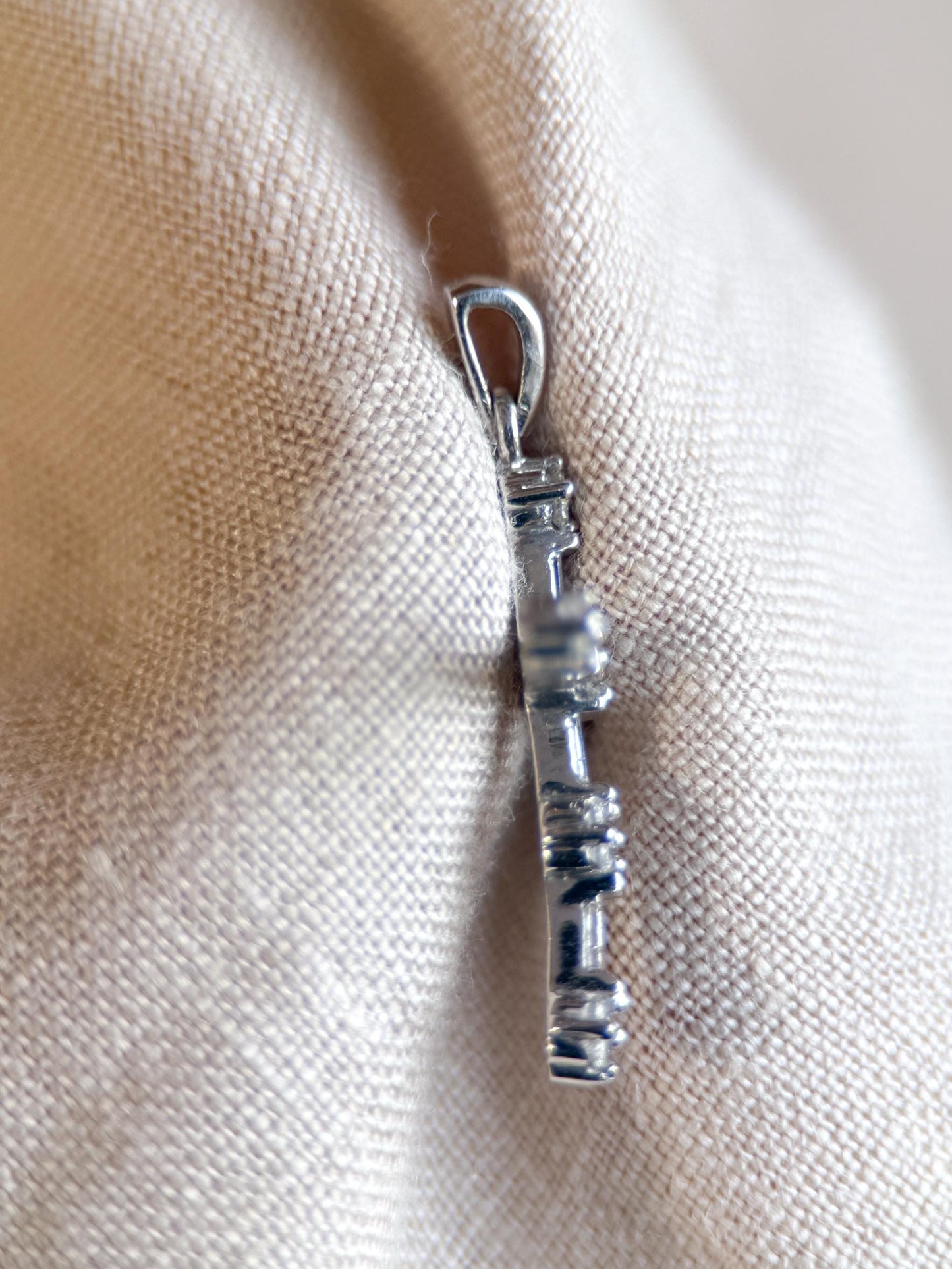 Vintage 1990s Diamond Cross Pendant in 14k White Gold