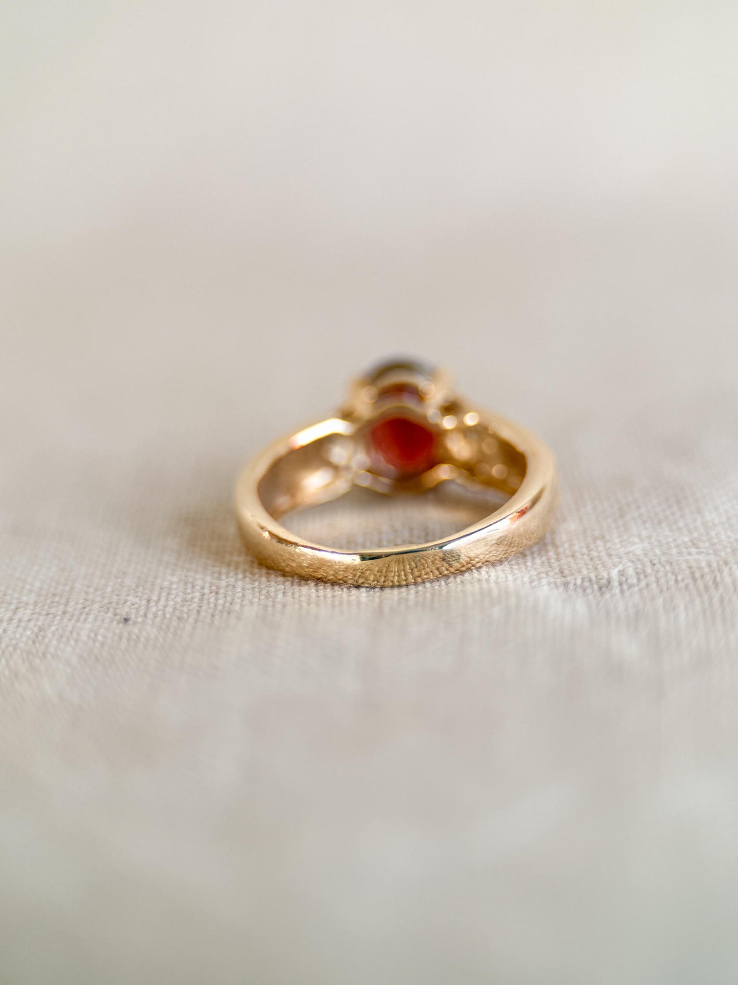 Vintage 1990s Garnet and Diamond Ring in 14k Gold