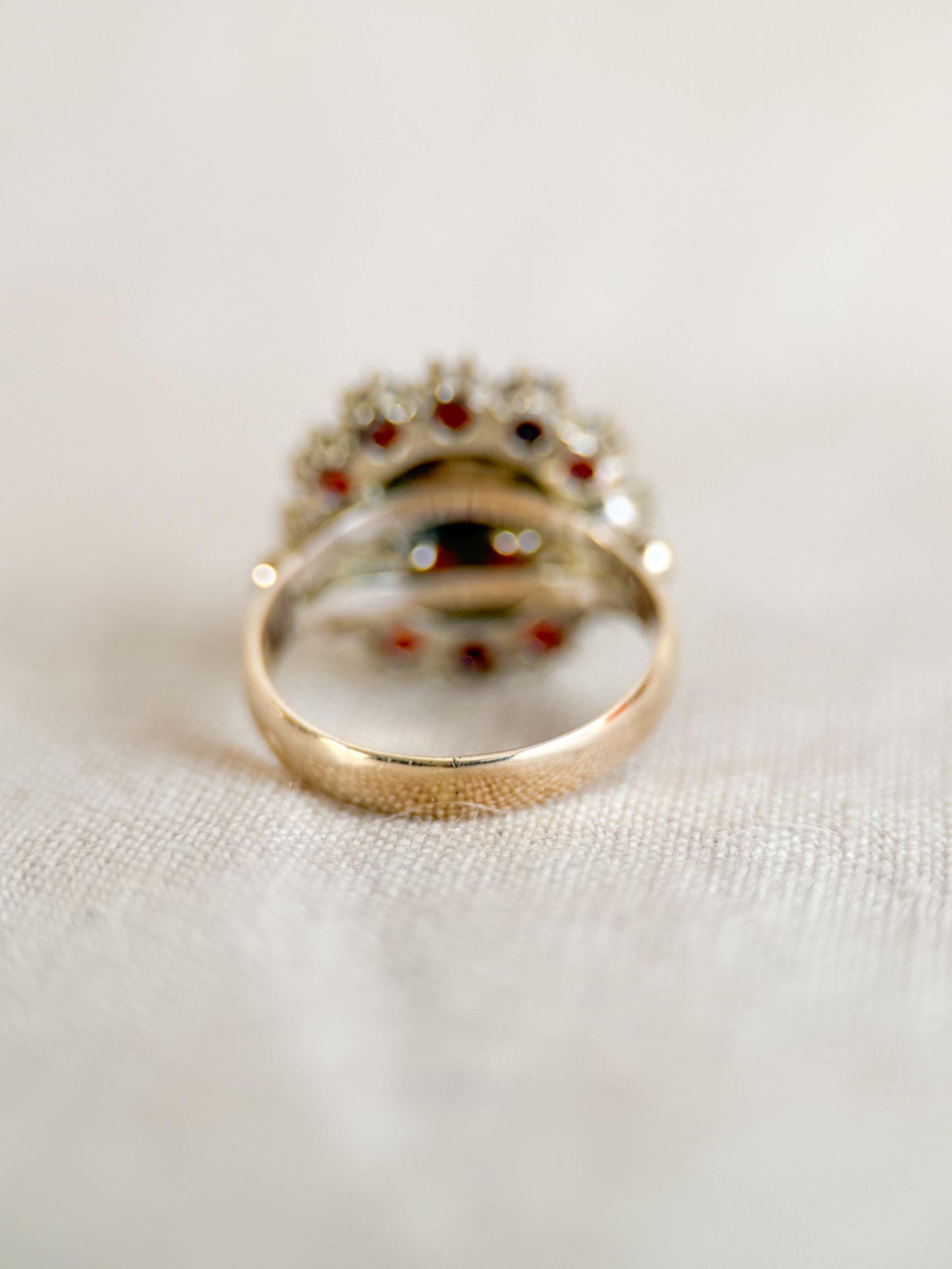 Vintage 1960s Garnet Cluster Gemstone Ring in 8k Gold