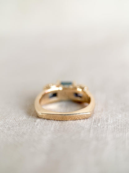 Vintage 1990s Blue Topaz & Diamond Ring, 14k Gold