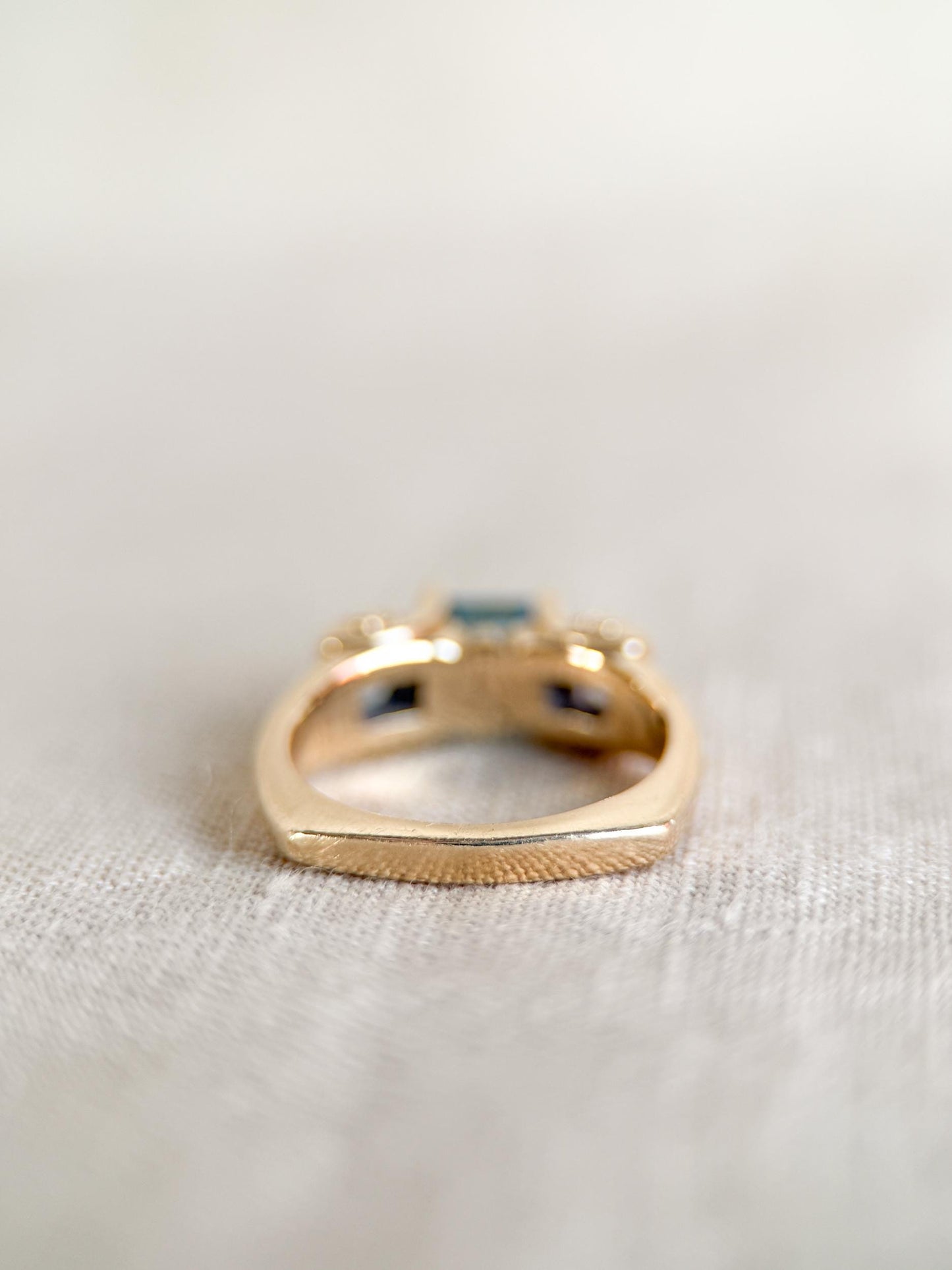 Vintage 1990s Blue Topaz & Diamond Ring, 14k Gold