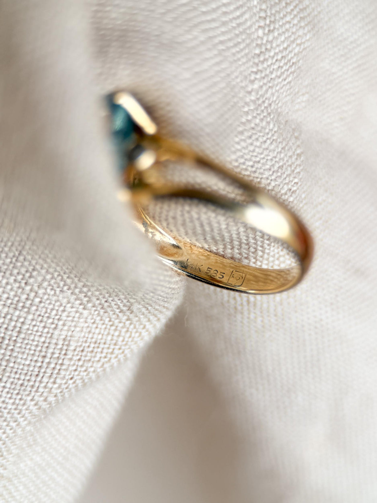 Vintage 1990s Blue Topaz & Diamond Ring, 14k Gold