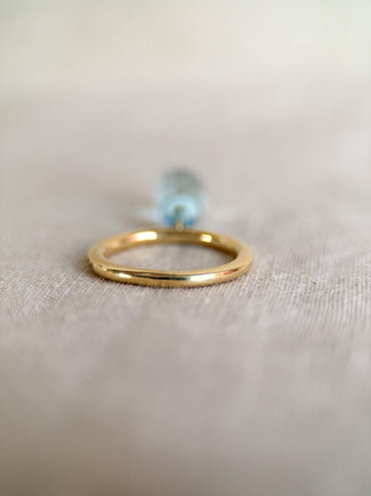 Vintage 1990s Topaz Drop Gemstone Ring in 18k Gold