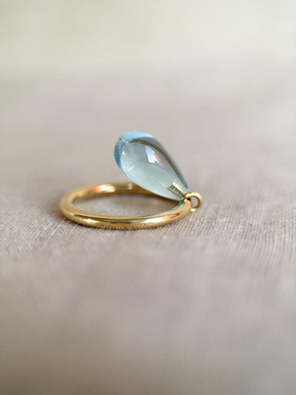 Vintage 1990s Topaz Drop Gemstone Ring in 18k Gold